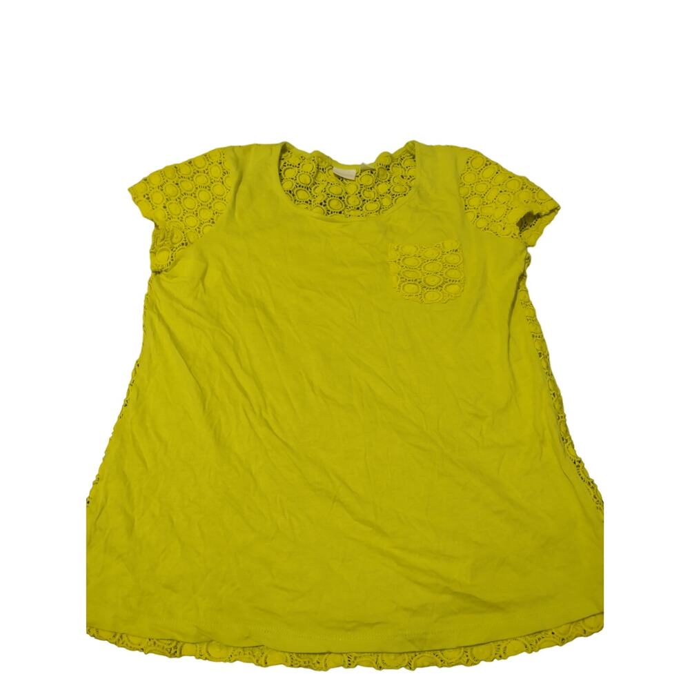 Chico's Lemon yellow open crochet back top Size 2/Medium